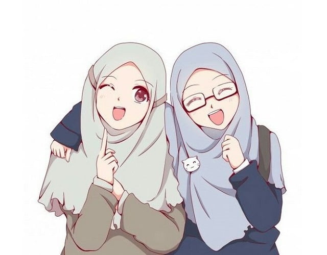 Gambar kartun muslimah bersahabat