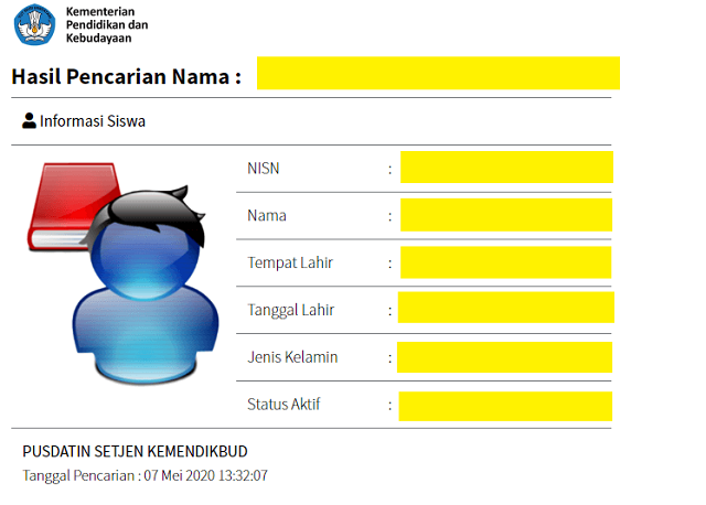 Contoh Nomor Induk Siswa Nasional
